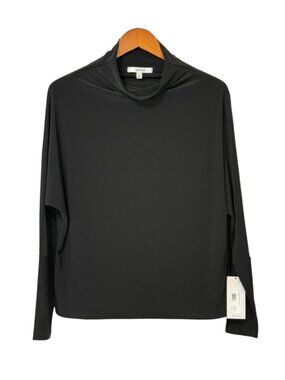 Sympli NWT Women's Funnel Neck Dolman Sleeve Top Black Minimalist Travel Size 12